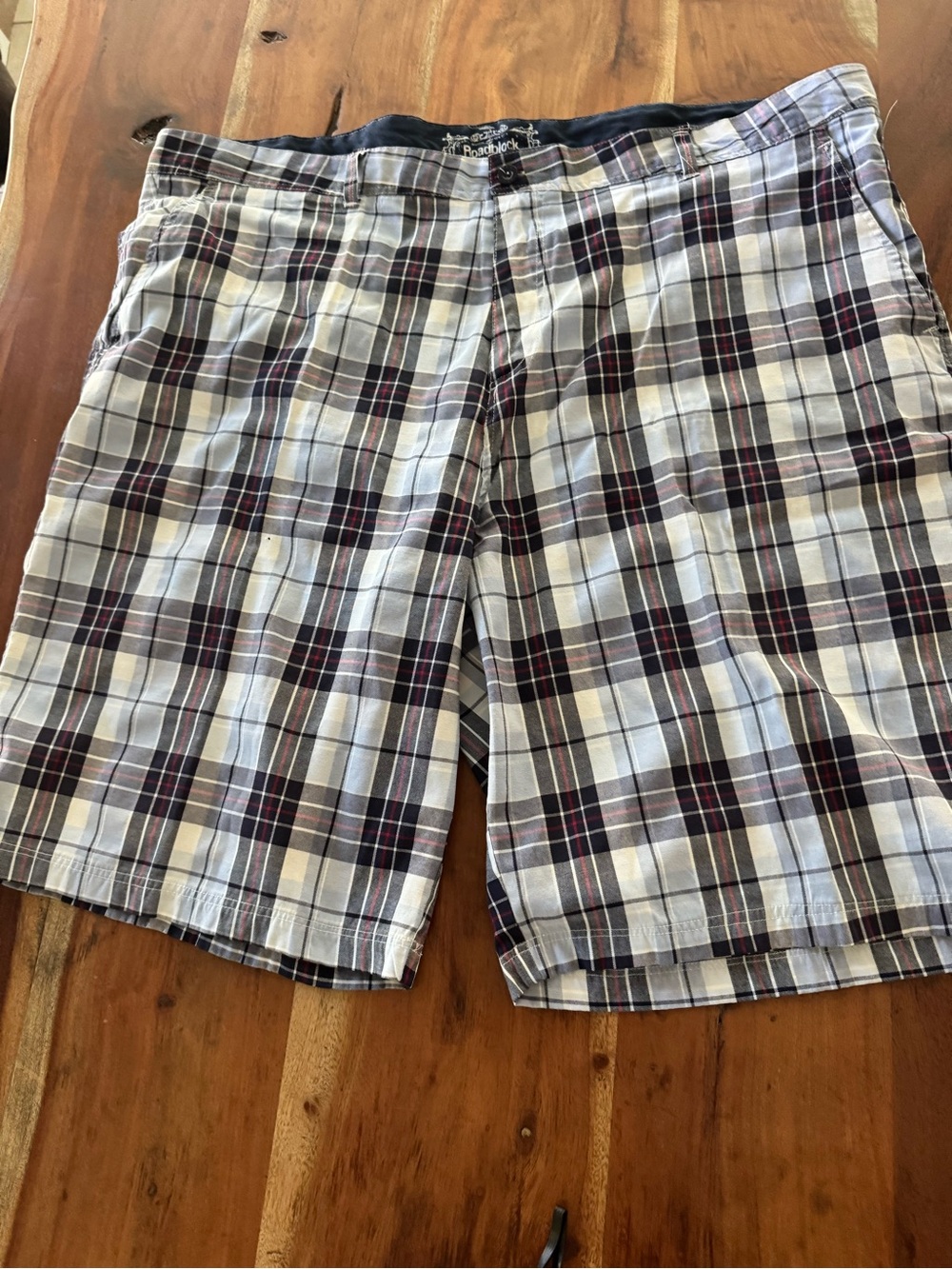 Big & Tall Men's Light Blue Plaid Flat Front Shorts Size 48
